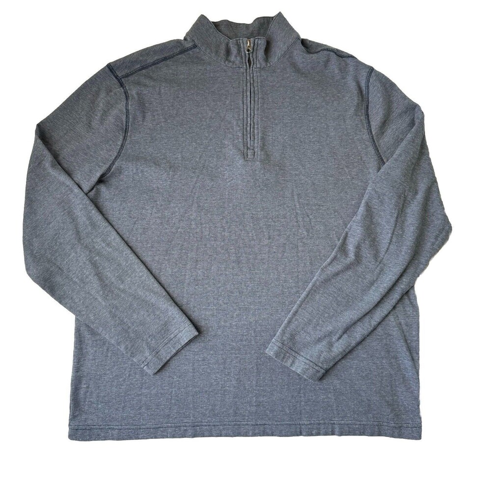 Ocean + Coast 1/4 Zip Long Sleeve Pullover Mens Heather Blue Soft Size XL